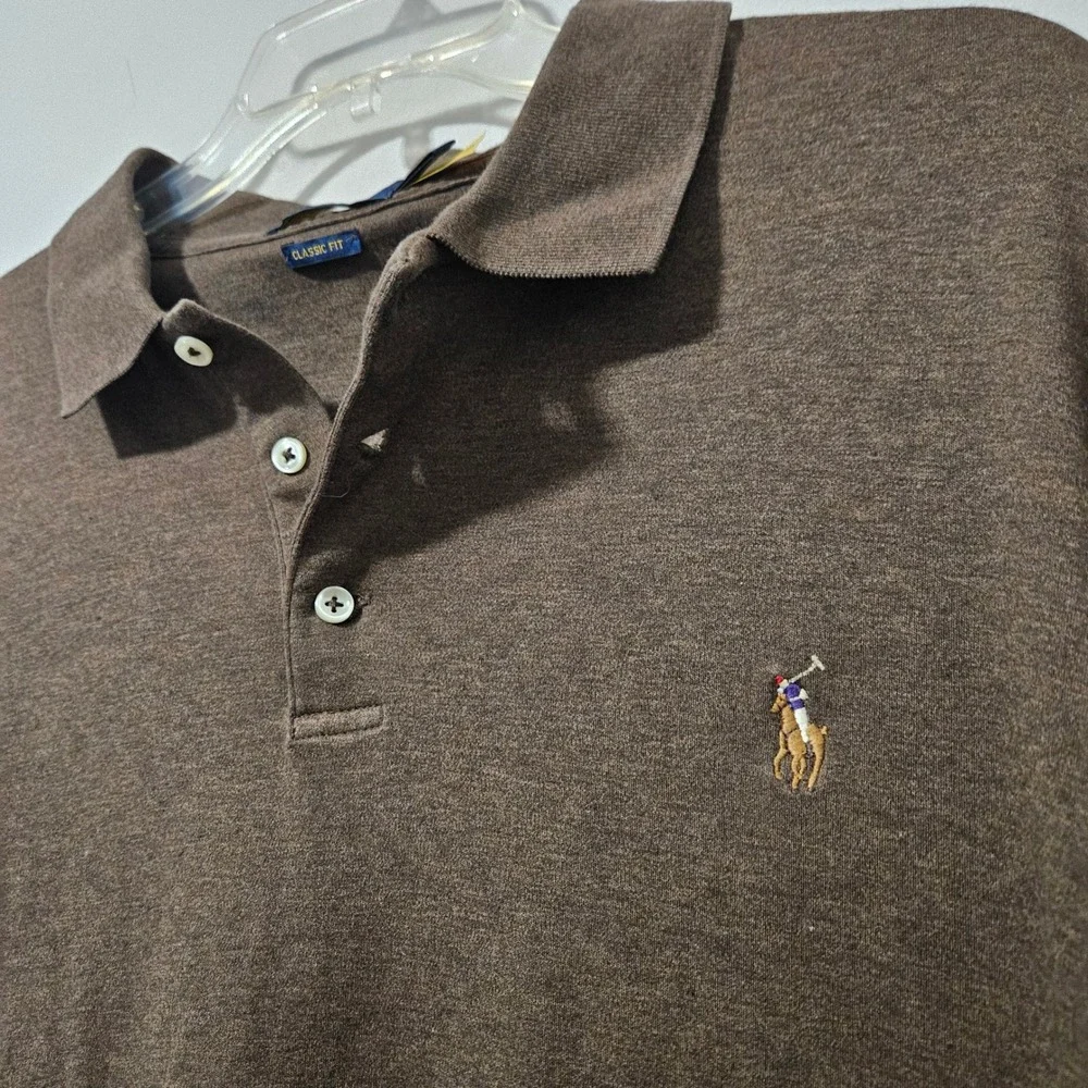 Polo Ralph Lauren Mens XXL Classic Fit‎ Brown Short Sleeve Cotton Polo Shirt